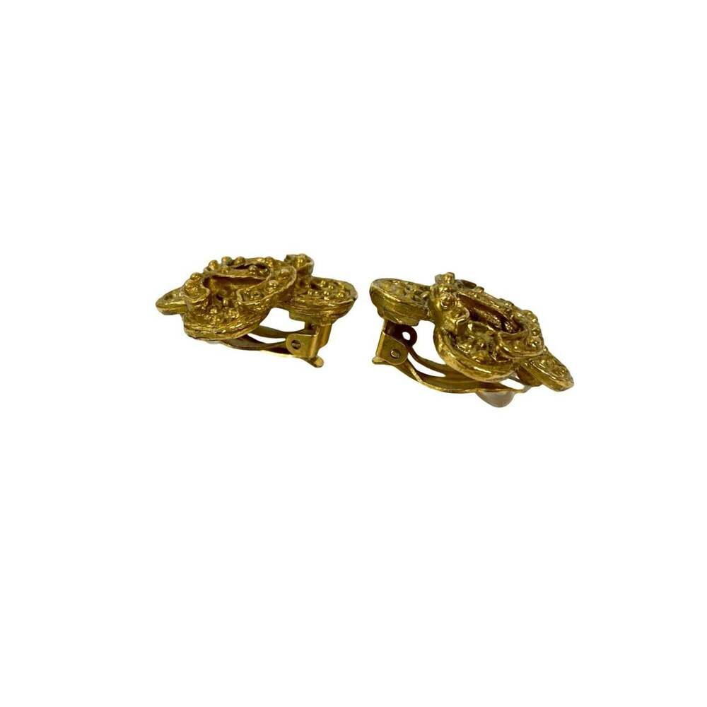 CHANEL Authentic Vintage Gold Logo Earrings - Picture 3 of 6